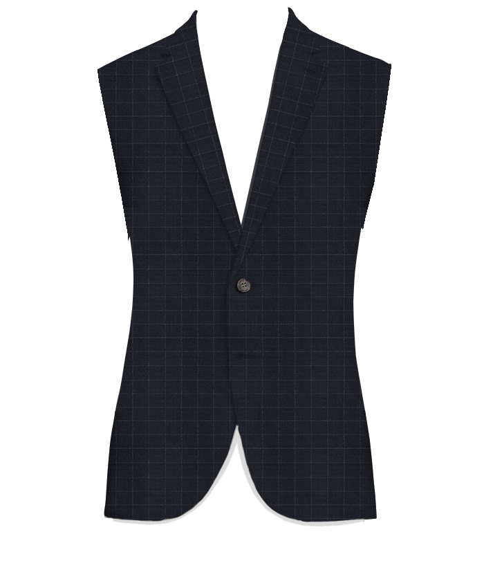 Midnight navy, two-button custom jacket with a notch lapel